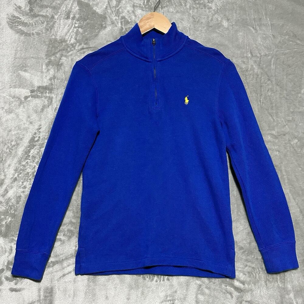 Polo Ralph Lauren Sweater Boys Size M 10-12 Sapphire Blue Quarter‎ Zip Pullover